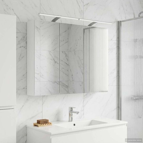 vidaXL Badezimmerspiegelschrank Weiß 100 x 14,5 x 70 cm Holzwerkstoff 889127