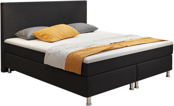 Boxspringbett Berlin 180x200 cm Webstoff Schwarz Ohne Topper Ohne Matratze