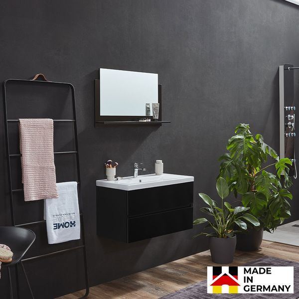 HOME DELUXE Badmöbel Komplettset WANGEROOGE BIG DELUXE M - Schwarz Made in Germany