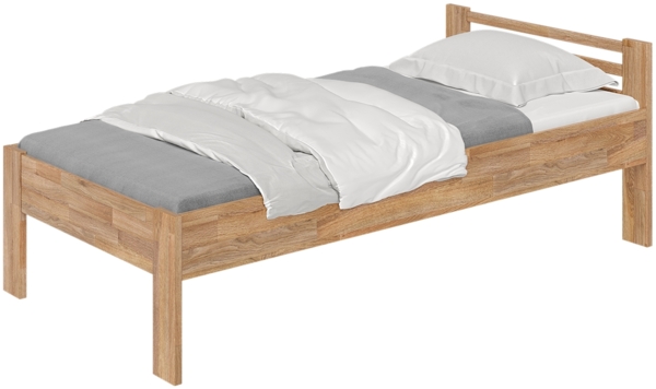 skølm 'Fenrir' Bett 90x200 cm, natur geölt, Massivholz Eiche, Seniorenbett mit Komforthöhe 51 cm, Massivholzbett geeignet ein Einzelbett Bild 8