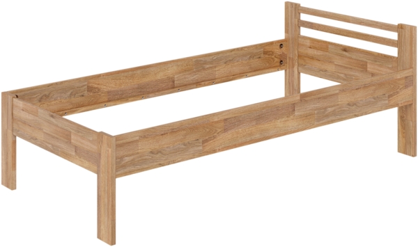 skølm 'Fenrir' Bett 90x200 cm, natur geölt, Massivholz Eiche, Seniorenbett mit Komforthöhe 51 cm, Massivholzbett geeignet ein Einzelbett Bild 2