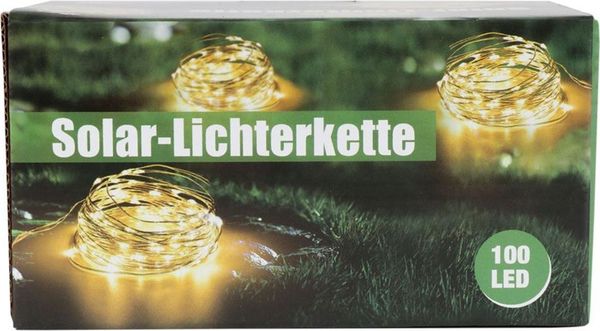 Solar-Lichterkette 100 Micro-LEDs 9,9m Warmweiß Drahtlichterkette Gartendeko