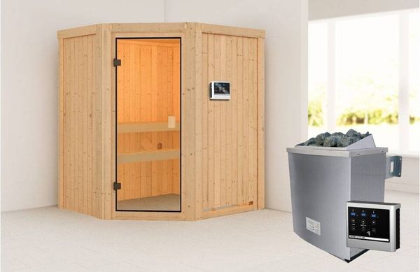 Karibu Sauna Faurin + 9kW Saunaofen mit ext. Steuerung Easy