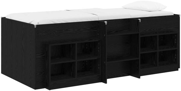 vidaXL Loft Bettgestell mit Schrank 3 Stk. Schwarz Holzwerkstoff 3423415 Bild 2