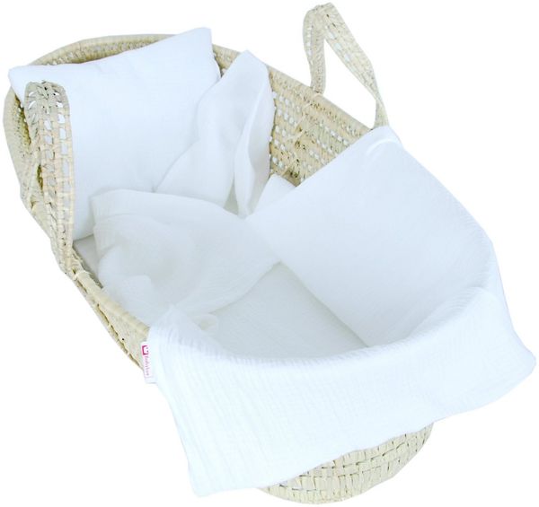 Babydecke BabyLux Musselin Decke 75x100cm +Kissen für Kinderwagen Wiege Babybett, BabyLux, KM6 - Weiß