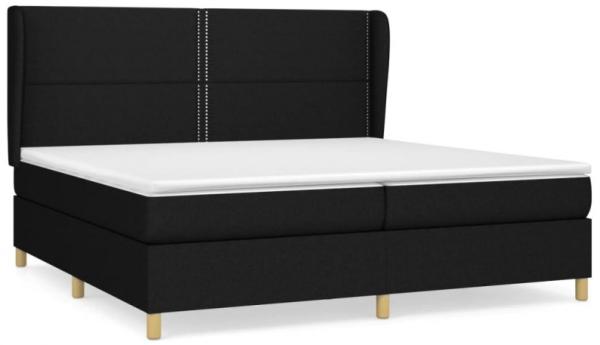 Boxspringbett mit Matratze Stoff Schwarz 200 x 200 cm, Härtegrad: H2 [3128471]