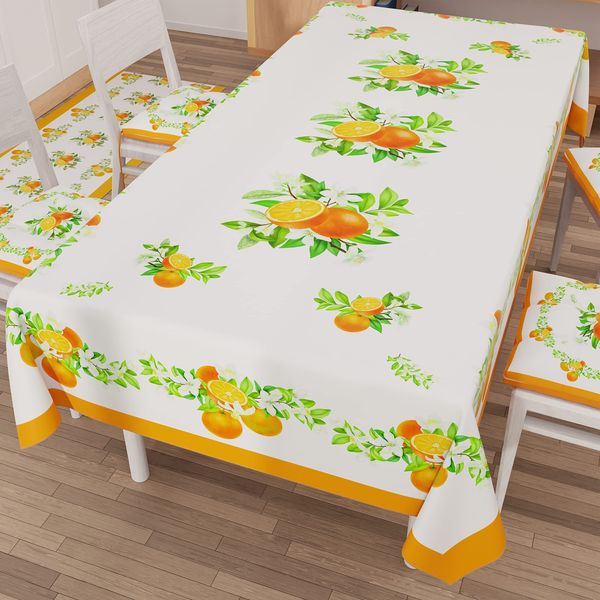 PETTI Artigiani Italiani - Tischdecke, schmutzabweisend, rechteckig, für Küche, Muster, gemischte Früchte, 01 x 12 Sitzer (140 x 240 cm), 100% Made in Italy