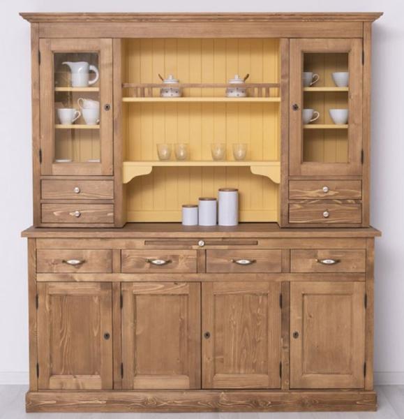 Casa Padrino Landhausstil Esszimmerschrank Braun / Gelb 180 x 50 x H. 197 cm - Massivholz Küchenschrank - Esszimmermöbel im Landhausstil - Landhausstil Esszimmer Einrichtung