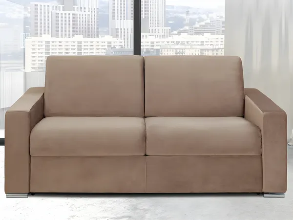 Vente-unique - CALITO Sofa SamtStoff Beige - B 223 cm94 cm x H 97 cm x L 174 cm