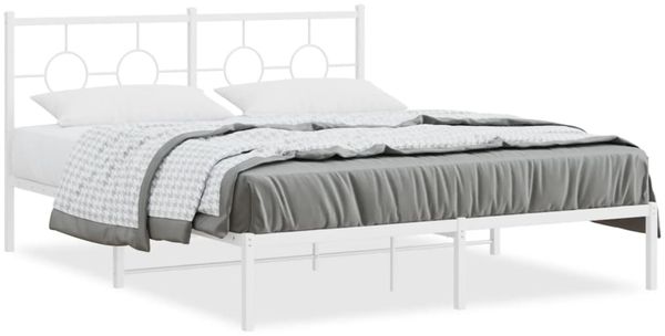 Doppelbett, Bettgestell Modernen mit Kopfteil Metall Weiß 150x200 cm d745e