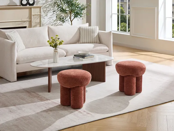 Vente-unique - KUMBODA Pouf Stoff Rot - B 41 cm x H 43,5 cm x L 41 cm