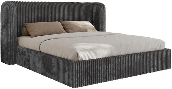 Polsterbett Bett mit Holzlattenrost Schlafzimmer Bett Doppelbett gepolstertes Kopfteil - EMORA CLASSIC - 140x200 cm - Grau Cord Bild 6