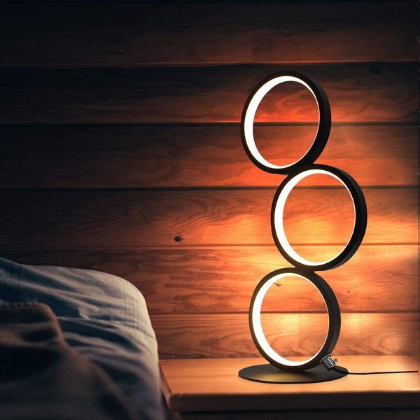 ZMH LED Tischlampe Schwarz Nachttisch Touch Dimmbar Modernes Design Metall Deko Ring Schreibtischlampe Kreis Aluminium Leselampe
