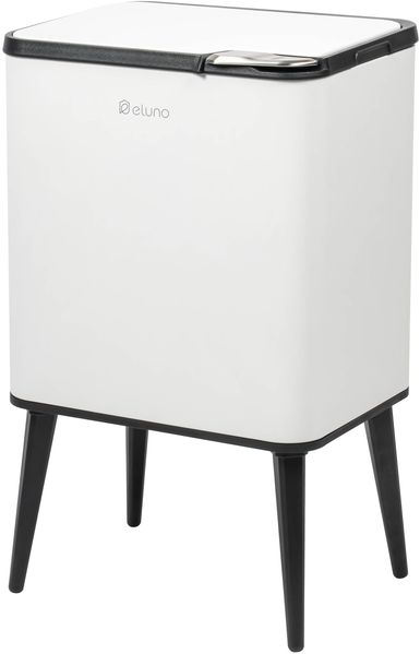 eluno Abfalleimer, 30 Liter Fassungsvermögen aus weißem Metall, ca. 40,5 x 67 x 31 cm (B/H/T)