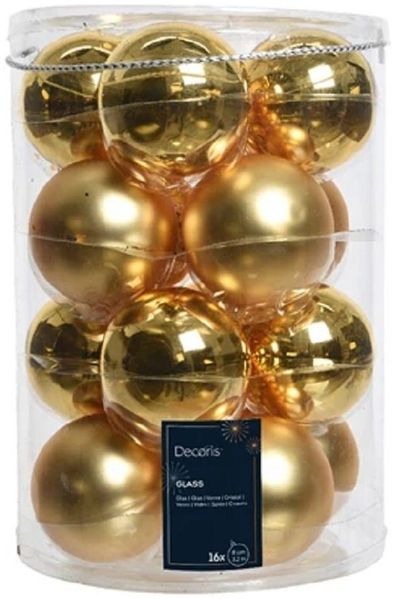 Kaemingk Weihnachtsbaumkugel Weihnachtsbaumkugeln Glas Ø 8 cm hell gold matt/glänzend 16 Stück
