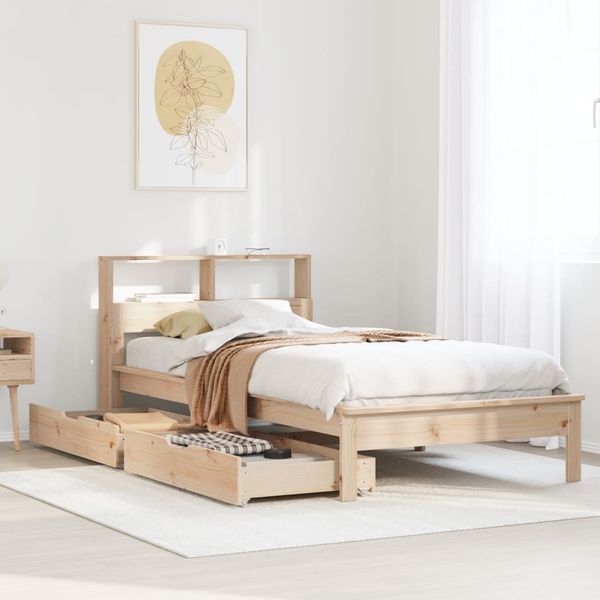 vidaXL Massivholzbett mit Regal ohne Matratze 90x190 cm Kiefer 3309830