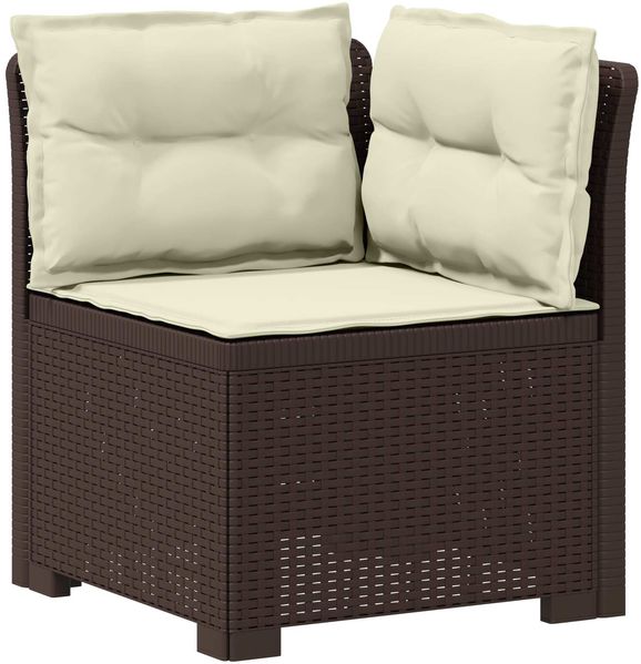vidaXL 1-Sitzer Garten-Sofa mit Kissen Rattan-Look PP Braun 8011836