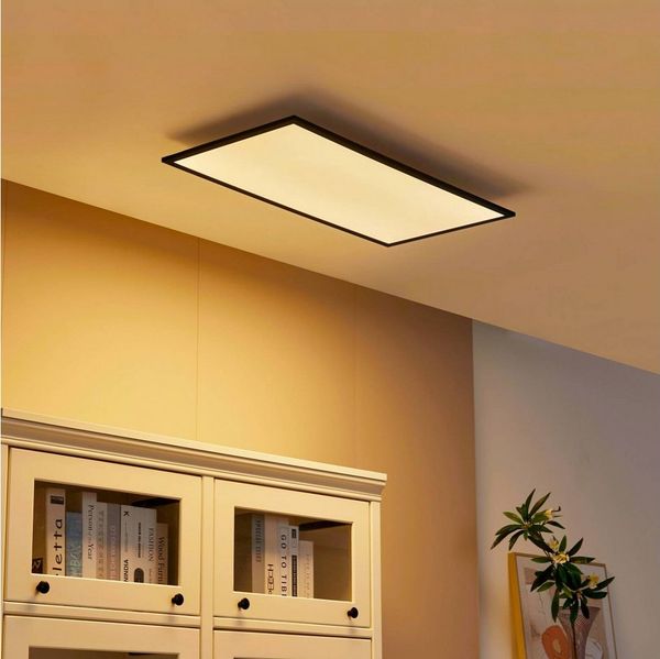 Lindby LED Panel Lamin, LED Schwarz Farbwechsel warmweiß / tageslicht IP20 mit Fernbedienung, LED 41 W gesamt, Farbwechsel warmweiß / tageslicht