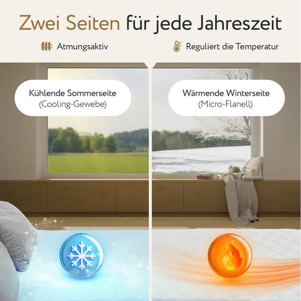 Matratzenauflage 2-in-1 Ganzjahresauflage Sommer- & Winter Kühlend & Wärmend Herlag