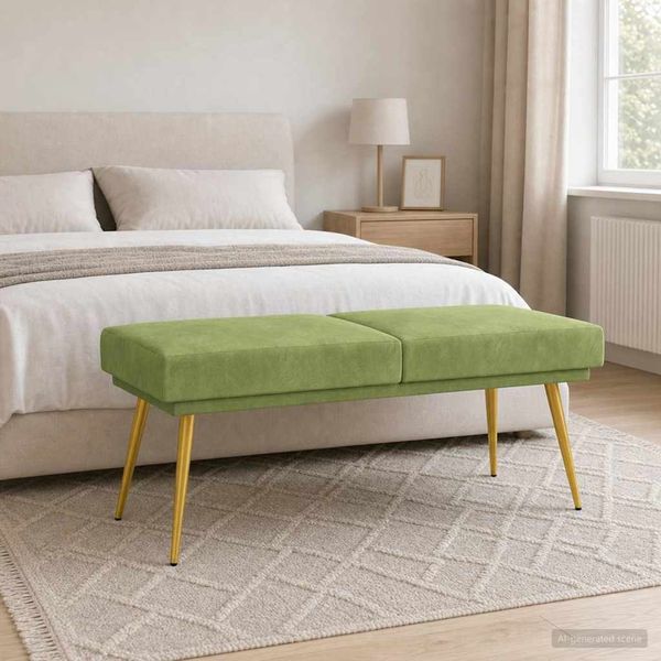 vidaXL Doppellagige Bank Hellgrün 120 x 45 x 46 cm Samt 42038588