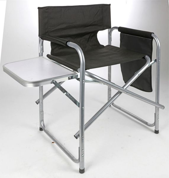 Campingstuhl Studio Klappstuhl mit Seitentisch und Seitentasche Stahlgestell Faltstuhl Regiestuhl zusammenklappbar 57 x 79 x 47 cm für Camping Garten Terrasse Balkon Festival