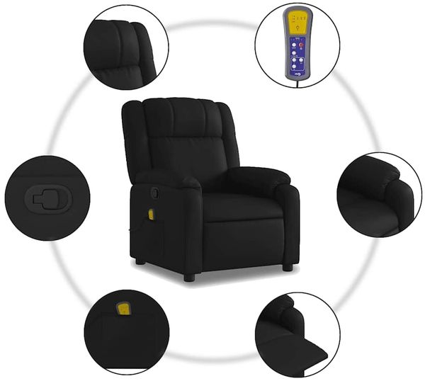 vidaXL Massage-Relaxsessel, Kunstleder, Schwarz 3206188 Bild 6