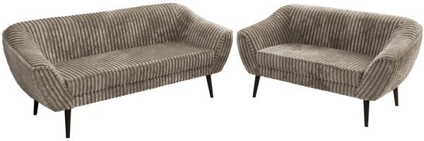 Skandinavisches Sofa Set PIRS 3-2, Komplettset, Wellenfederung, schwarze Füße, Sitzgruppe, Polstermöbel Set - Hellbraun Cord Bild 8