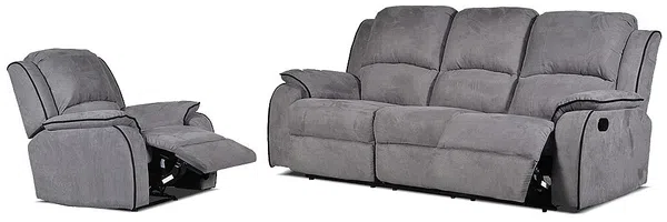 Vente-unique - HERNANI Sofa and armchair set StoffStoff Grau - B 96 cm x H 99 cm x L 210 cm100 cm