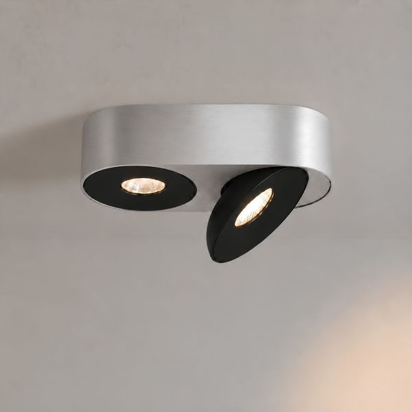 s.luce Santa Duo LED-Deckenleuchte schwenkbar 2-flammig Aluminium, Schwarz