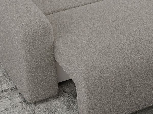 Ecksofa L-form, mit Schlaffunktion und Bettkasten - ARGOS, Grau, Boucle Bild 3