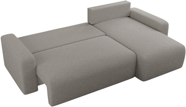 Ecksofa L-form, mit Schlaffunktion und Bettkasten - ARGOS, Grau, Boucle Bild 4
