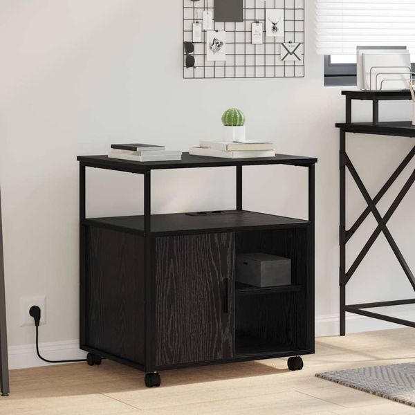 vidaXL Schrank mit Ladestation Schwarz Eichen-Optik 61 x 46 x 67 cm 859830