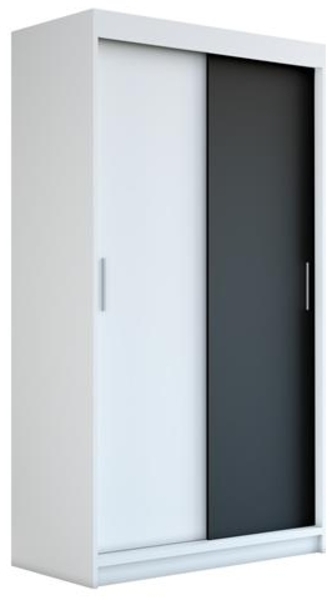 Schwebetrenschrank PAX 2-trig Schrank 120 cm (mit Spiegel) Farbe: Wei , schwarz