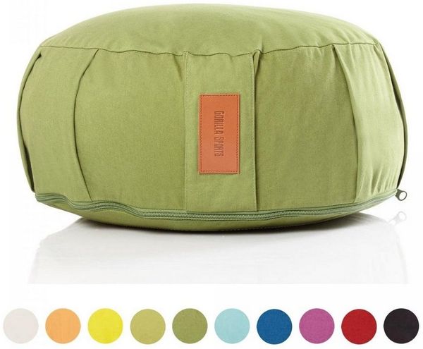 GORILLA SPORTS Bodenkissen Yogakissen - Rund, 100%Baumwolle, Meditationskissen, Sitzhöhe 18cm, Ø 30cm, Sitzkissen, Yoga Bolster, mit Griff, Waschbarer, Farbwahl