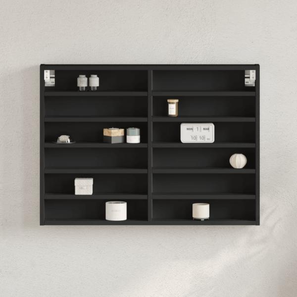 vidaXL Vitrinenschrank Schwarz 80x8,5x58 cm Holzwerkstoff 847955