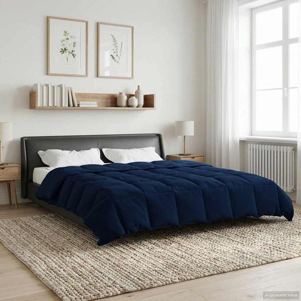 vidaXL Winterbettdecke Gepolstert Dunkelblau 200 x 220 cm Mikrofaser 42026141