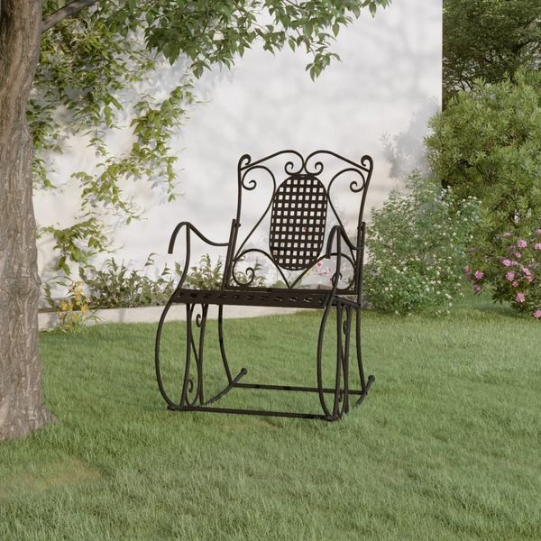 vidaXL Schaukelstuhl 84 cm Schwarz Stahl 318830