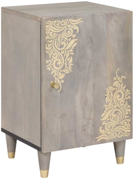 vidaXL Badezimmerschrank mit Tür Grau 38 x 33 x 58 cm Massivholz Mango 4018793