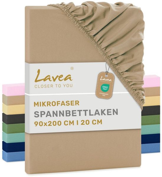 Lavea Spannbettlaken Bettlaken, Spannlaken Mikrofaser, 180x200cm, 200x200cm, (1 Stück), kühlend & atmungsaktiv, schnelltrocknend, weich, pflegeleicht