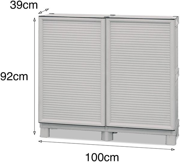 Dmora Arlinda Outdoor-Garderobe, Outdoor-Möbel, Mehrzweck-Balkongarderobe, Outdoor-Schrank, 100 % Made in Italy, Hellgrau, 100 x 39 x 92 cm Bild 3