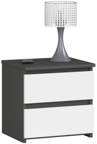 Home Collective Kommode 40 cm breit Holz Highboard Sideboard für Flur Schlafzimmer Wohnzimmer (Mehrzweckschrank Schrank schmal Kommode Schlafzimmer mit Schubladen), Kinderzimmer Organizer, 40 cm hoch mit 2 Schubladen graphit-weiß