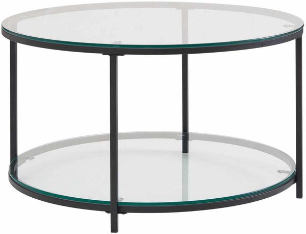 Couchtisch 80x80x45 cm Glas / Metall Wohnzimmertisch Rund Modern