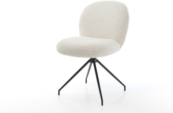 Drehstuhl Nube-Flex Bouclé Weiß Kreuzgestell konisch Schwarz 180° drehbar Taschenfederkern