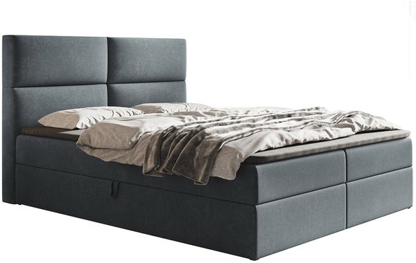 AX LIVING Boxspringbett Bonio III – 120 cm Breite mit topper Grau