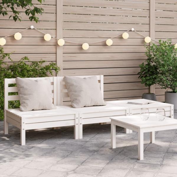 vidaXL Gartensofa 3-Sitzer Weiß Massivholz Kiefer 838034