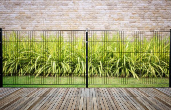 Garden 'N' More Doppelstabmattenzaun Set excellent, 123 cm hoch, anthrazit, 5 Elemente für 10 m, 6 Pfosten mit Bodenplatte