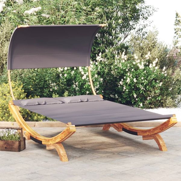 vidaXL Sonnenliege mit Dach 165x203x126 cm Bugholz Massiv Anthrazit 313954