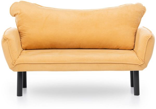 Dmora 2-Sitzer SchlafsofaHone, Verwandelbares Sofa, Lineare Stoffstruktur, Schlafsessel mit Stauraum, 140x65 h70 cm, Gelb Bild 4