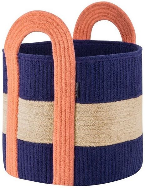 Remember Aufbewahrungskorb COLOMBO Klein aus Baumwollseil, Blau, Ø 37 x H 43 cm