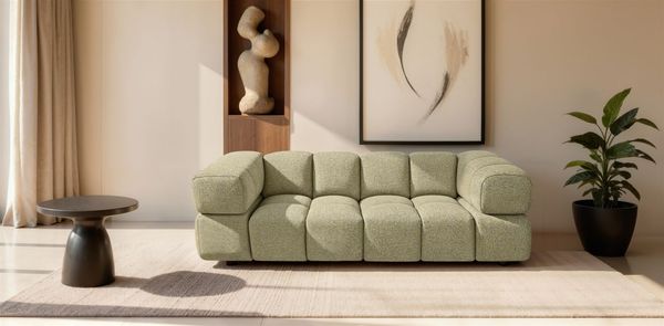 Sofa Designersofa BLANCHE 3-Sitzer in Stoff Puente Sand